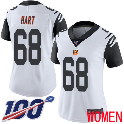 Cincinnati Bengals Limited White Women Bobby Hart Jersey NFL Footballl #68 100th Season Rush Vapor Untouchable->women nfl jersey->Women Jersey